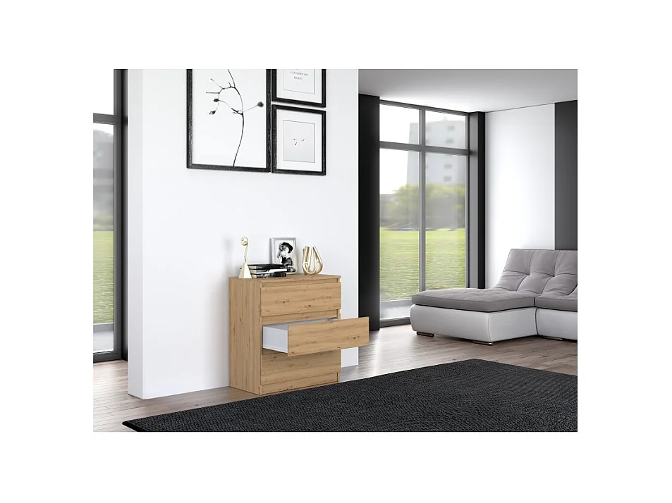 Komoda Malwa M3 | Dąb Artisan |70x40x75 cm | 3 szuflady