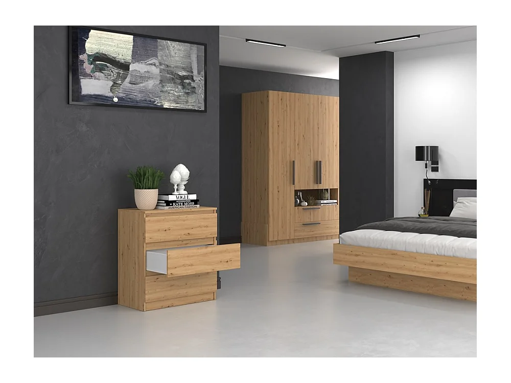 Komoda Malwa M3 | Dąb Artisan |70x40x75 cm | 3 szuflady