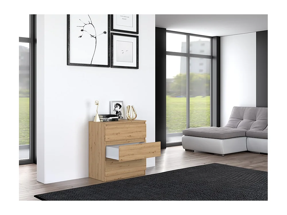 Komoda Malwa M3 | Dąb Artisan |70x40x75 cm | 3 szuflady