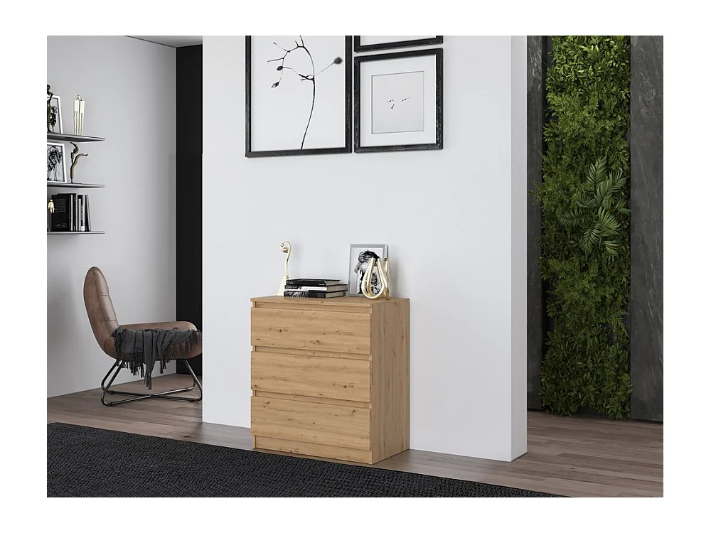 Komoda Malwa M3 | Dąb Artisan |70x40x75 cm | 3 szuflady