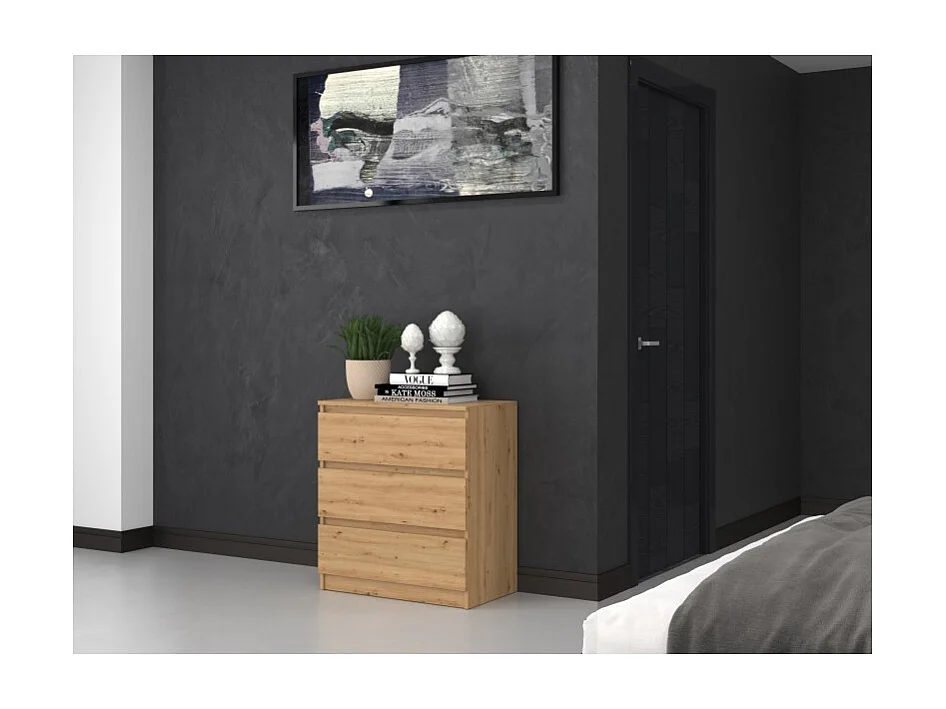 Komoda Malwa M3 | Dąb Artisan |70x40x75 cm | 3 szuflady