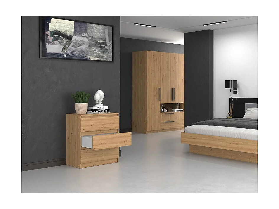 Komoda Malwa M3 | Dąb Artisan |70x40x75 cm | 3 szuflady