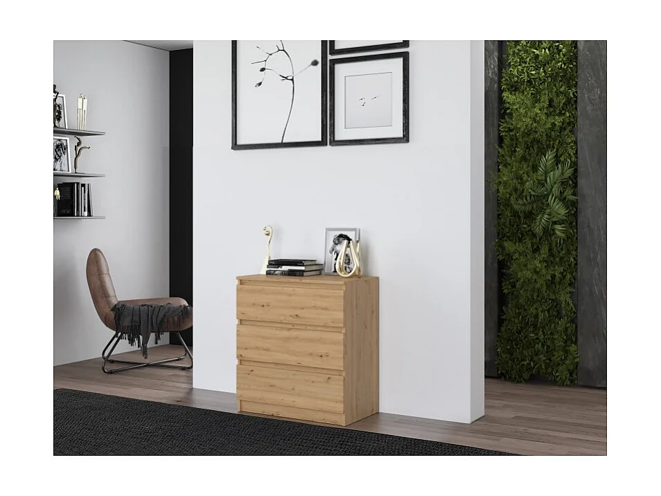 Komoda Malwa M3 | Dąb Artisan |70x40x75 cm | 3 szuflady