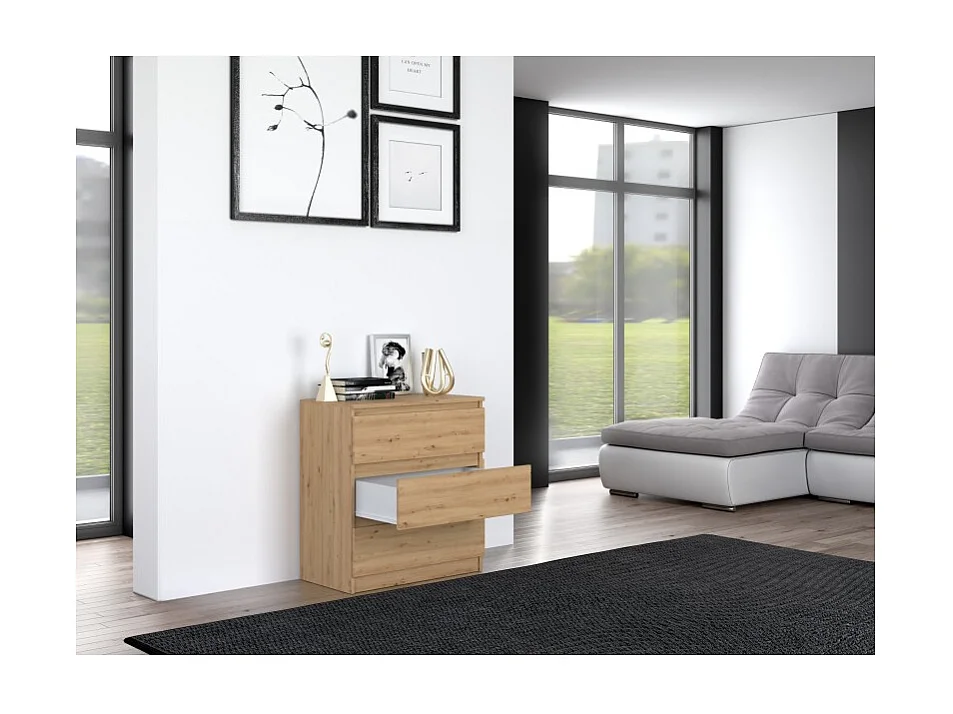 Komoda Malwa M3 | Dąb Artisan |70x40x75 cm | 3 szuflady
