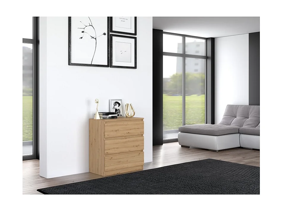 Komoda Malwa M3 | Dąb Artisan |70x40x75 cm | 3 szuflady