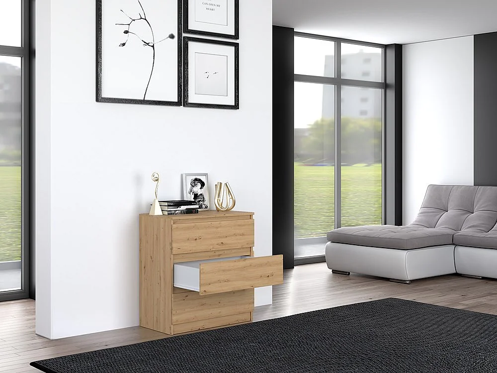Komoda Malwa M3 | Dąb Artisan |70x40x75 cm | 3 szuflady