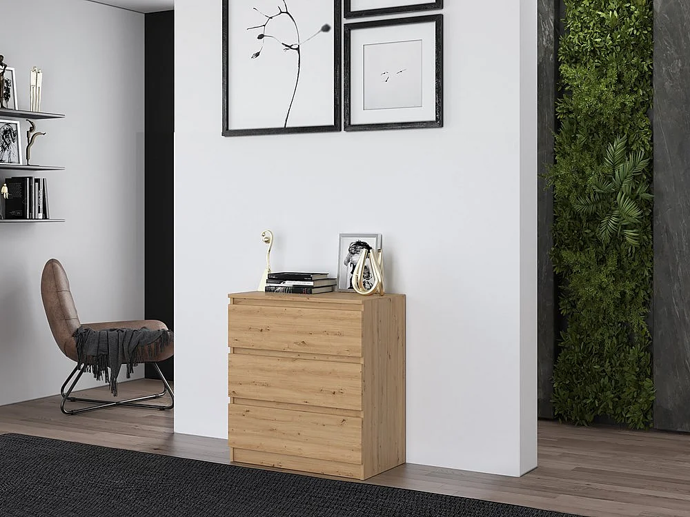 Komoda Malwa M3 | Dąb Artisan |70x40x75 cm | 3 szuflady