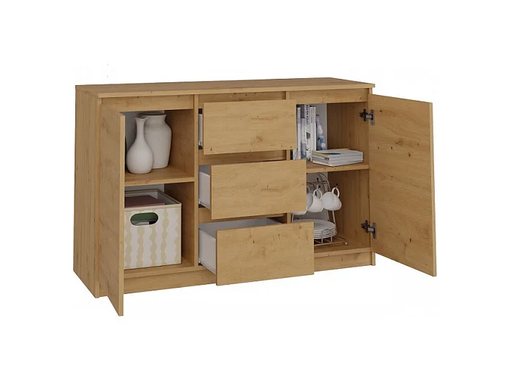 Komoda Malwa 2D3S | Dąb Artisan |120x40x75 cm | 2 Drzwi 3 Szuflady