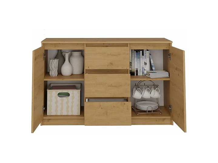 Komoda Malwa 2D3S | Dąb Artisan |120x40x75 cm | 2 Drzwi 3 Szuflady