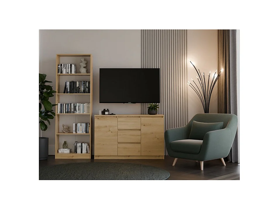 Komoda Malwa 2D3S | Dąb Artisan |120x40x75 cm | 2 Drzwi 3 Szuflady