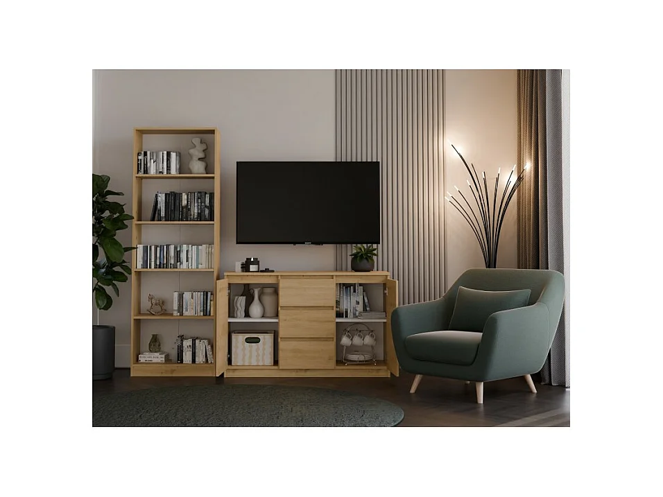 Komoda Malwa 2D3S | Dąb Artisan |120x40x75 cm | 2 Drzwi 3 Szuflady