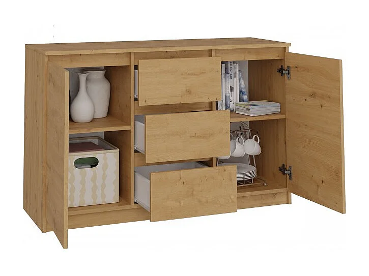 Komoda Malwa 2D3S | Dąb Artisan |120x40x75 cm | 2 Drzwi 3 Szuflady