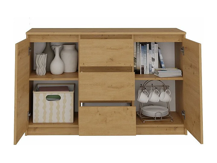 Komoda Malwa 2D3S | Dąb Artisan |120x40x75 cm | 2 Drzwi 3 Szuflady