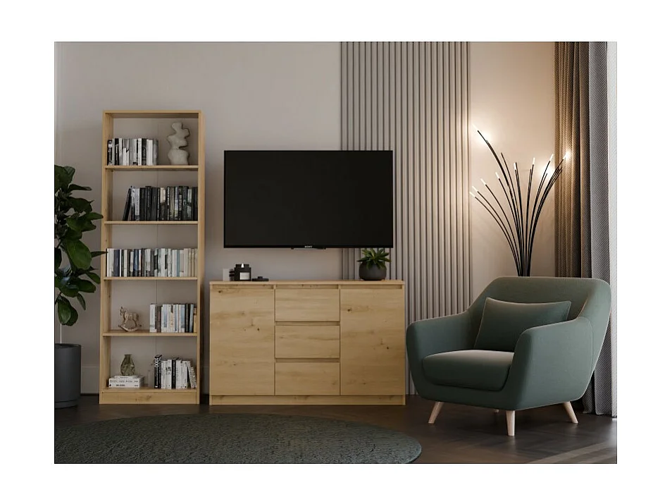 Komoda Malwa 2D3S | Dąb Artisan |120x40x75 cm | 2 Drzwi 3 Szuflady