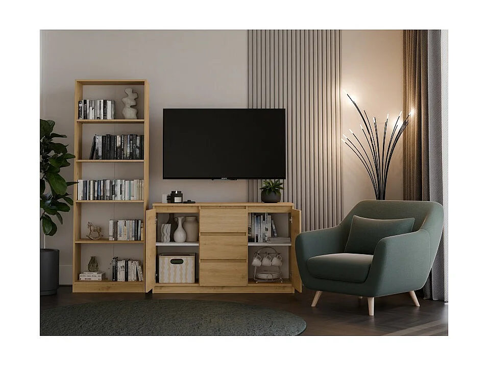 Komoda Malwa 2D3S | Dąb Artisan |120x40x75 cm | 2 Drzwi 3 Szuflady