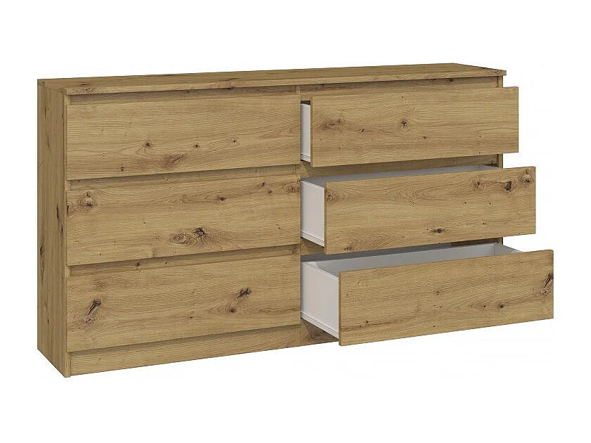 Komoda Malwa M6/140 | Dąb Artisan| 138x40x75 cm | 6 Szuflad