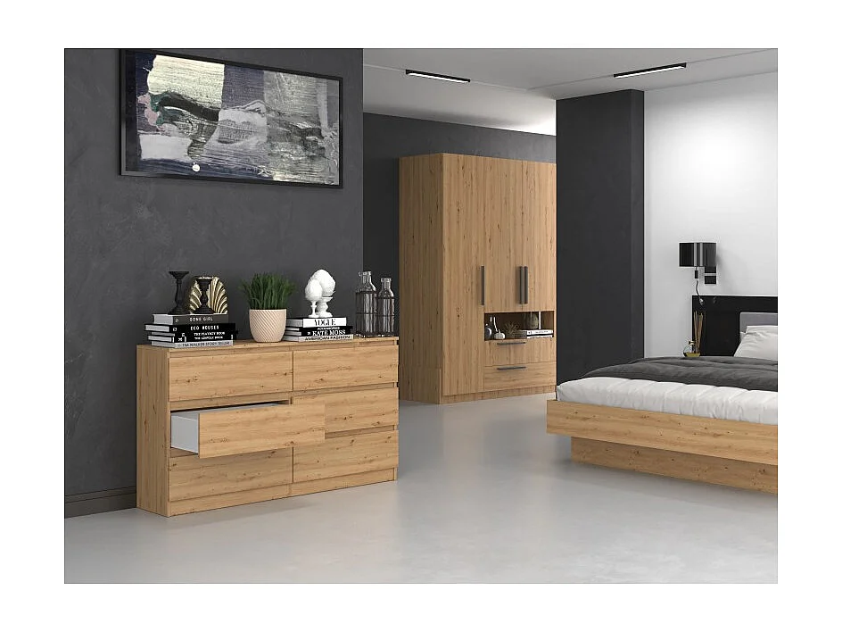Komoda Malwa M6/140 | Dąb Artisan| 138x40x75 cm | 6 Szuflad