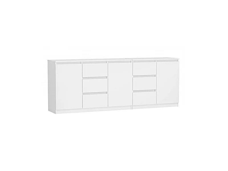 Komoda COSTA |  Biała | 200x40x75 cm | 3 Drzwi, 6 Szuflad