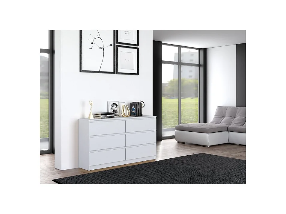 Komoda Malwa M6/140 | Biała | 138x40x75 cm | 6 Szuflad