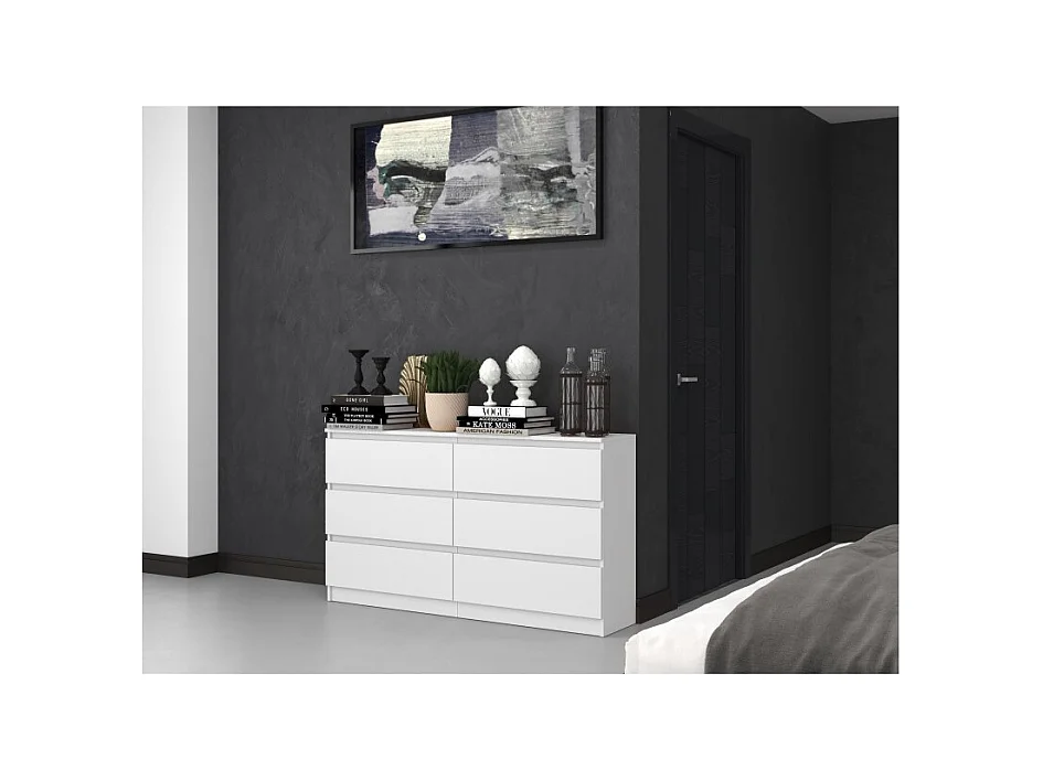 Komoda Malwa M6/140 | Biała | 138x40x75 cm | 6 Szuflad