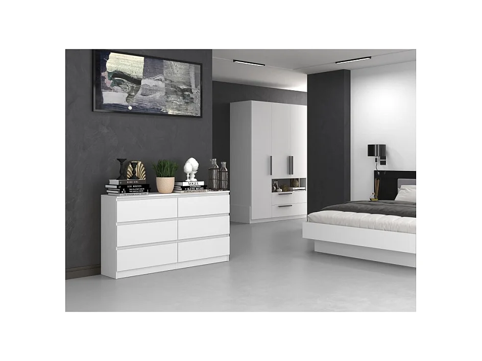 Komoda Malwa M6/140 | Biała | 138x40x75 cm | 6 Szuflad
