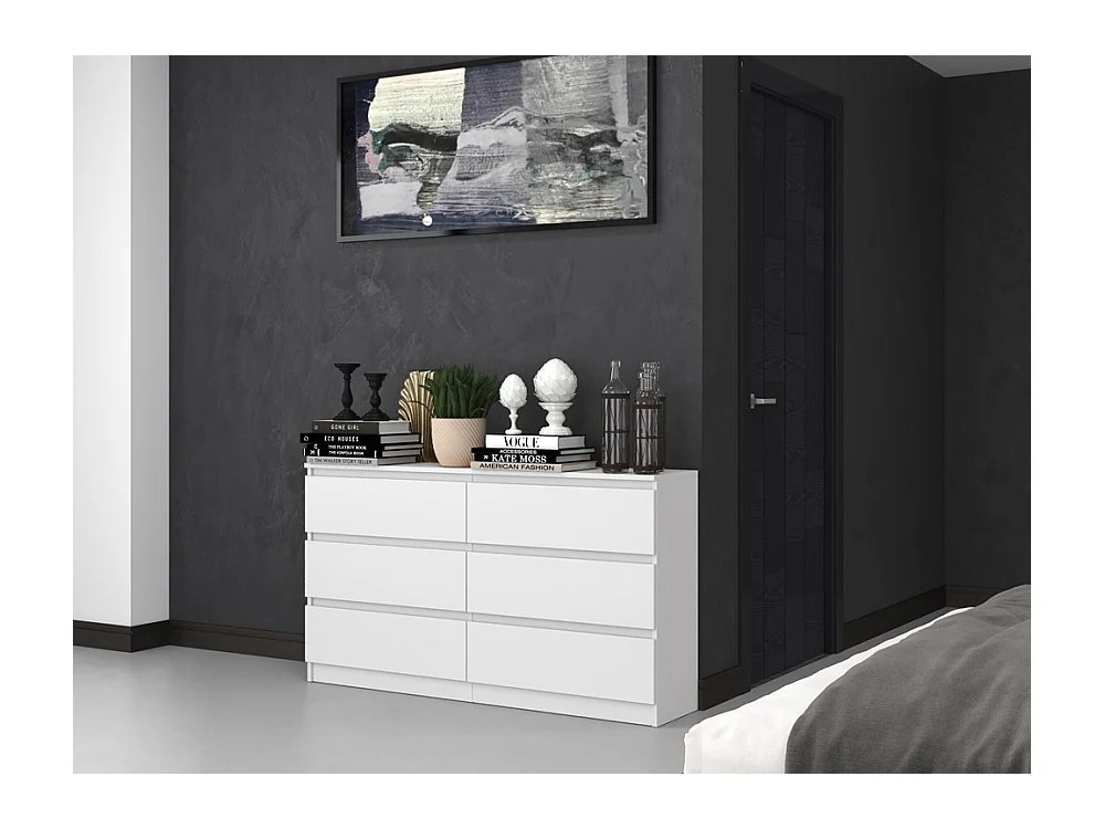 Komoda Malwa M6/140 | Biała | 138x40x75 cm | 6 Szuflad