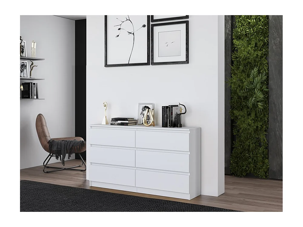 Komoda Malwa M6/140 | Biała | 138x40x75 cm | 6 Szuflad
