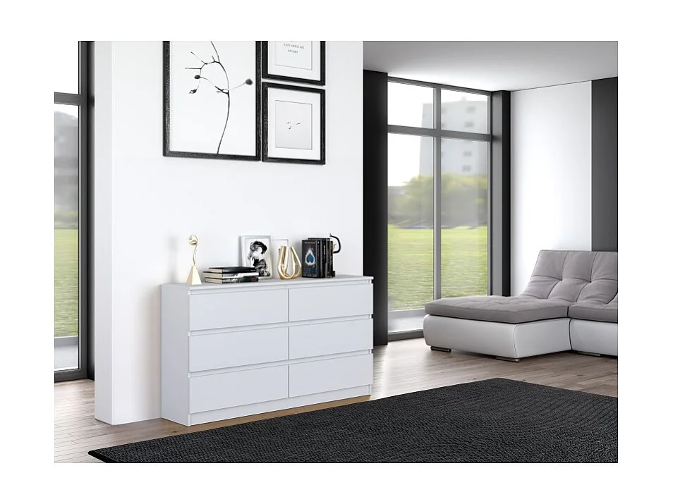 Komoda Malwa M6/140 | Biała | 138x40x75 cm | 6 Szuflad