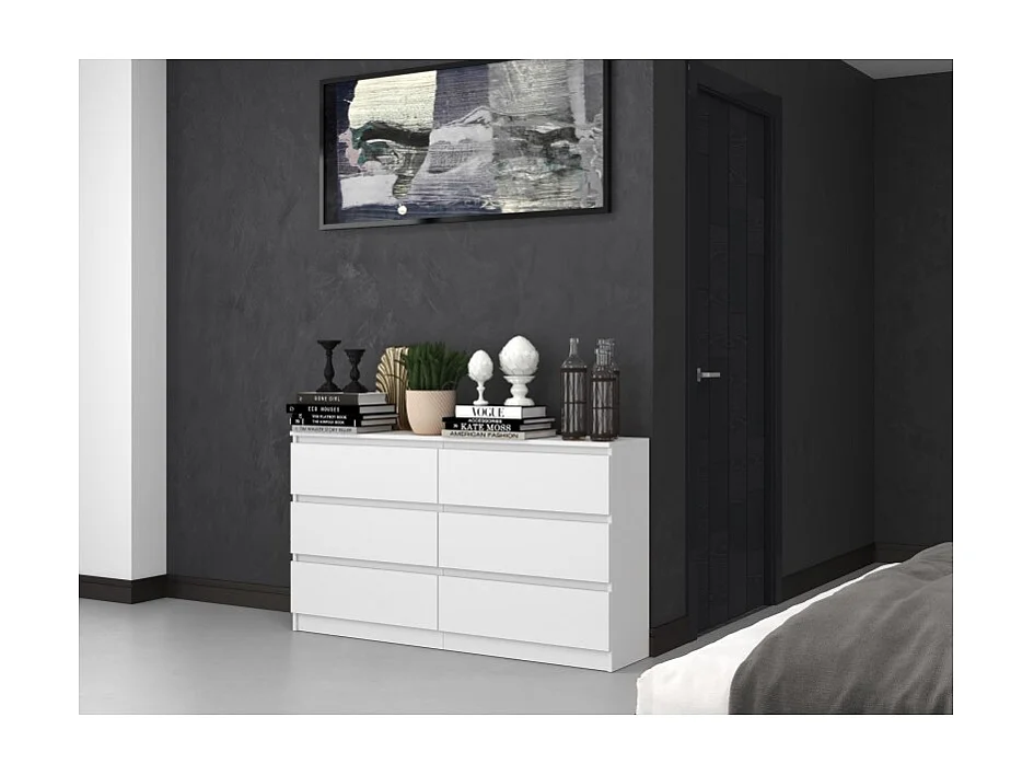 Komoda Malwa M6/140 | Biała | 138x40x75 cm | 6 Szuflad