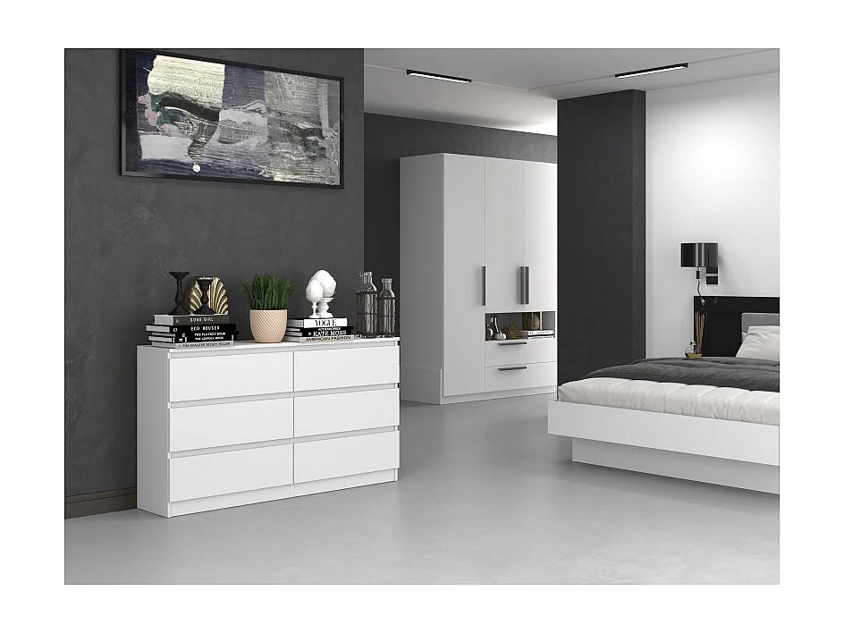 Komoda Malwa M6/140 | Biała | 138x40x75 cm | 6 Szuflad