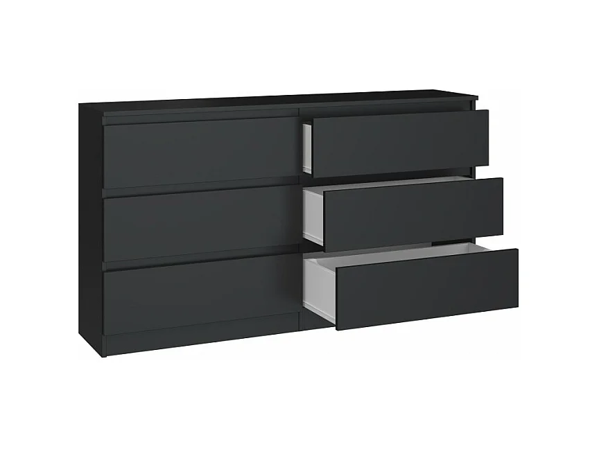 Komoda Malwa M6/140 | Czarna| 138x40x75 cm | 6 Szuflad