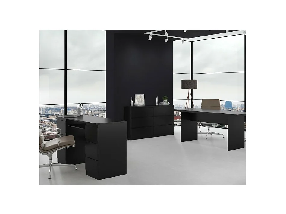 Komoda Malwa M6/140 | Czarna| 138x40x75 cm | 6 Szuflad