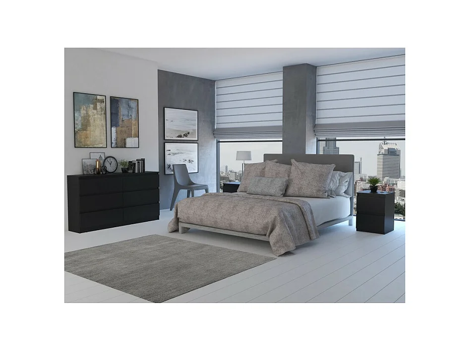 Komoda Malwa M6/140 | Czarna| 138x40x75 cm | 6 Szuflad