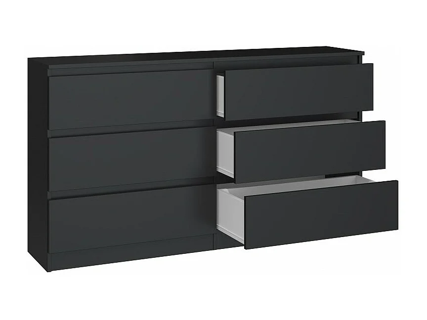 Komoda Malwa M6/140 | Czarna| 138x40x75 cm | 6 Szuflad