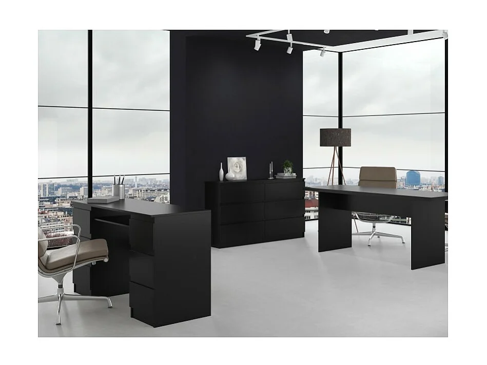 Komoda Malwa M6/140 | Czarna| 138x40x75 cm | 6 Szuflad