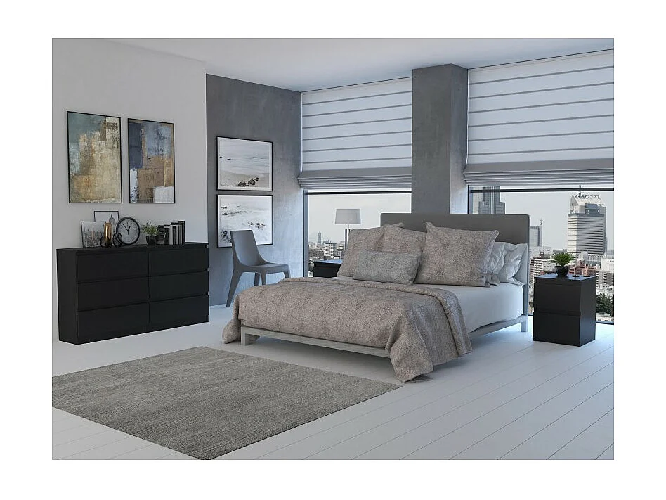 Komoda Malwa M6/140 | Czarna| 138x40x75 cm | 6 Szuflad