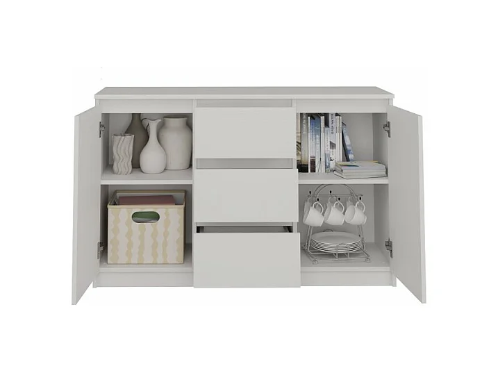 Komoda Malwa 2D3S | Biała | 120x40x75 cm | 2 Drzwi 3 Szuflady