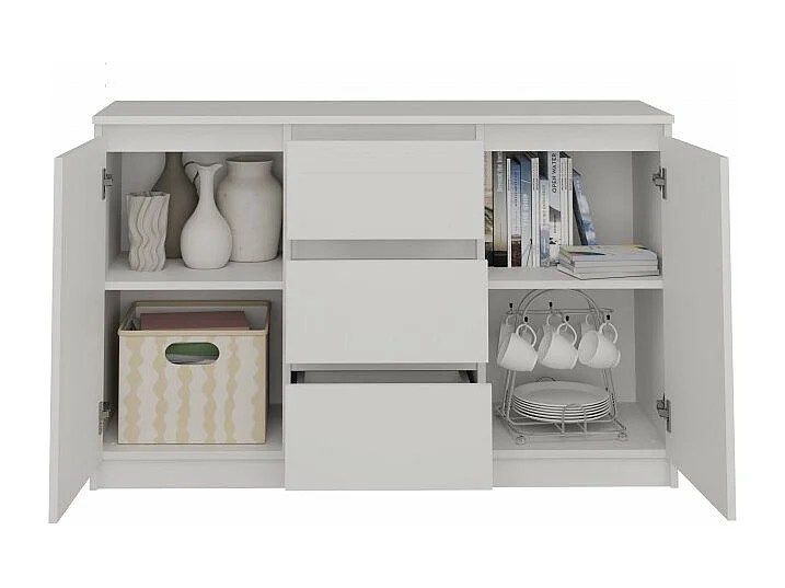 Komoda Malwa 2D3S | Biała | 120x40x75 cm | 2 Drzwi 3 Szuflady