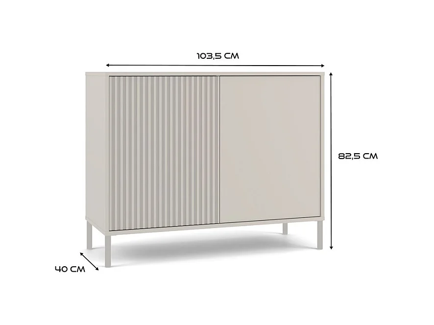 KAMARO 2D SLIM/SMOOTH KASCHMIR Commode Rainurée + Classique Lattes frontales