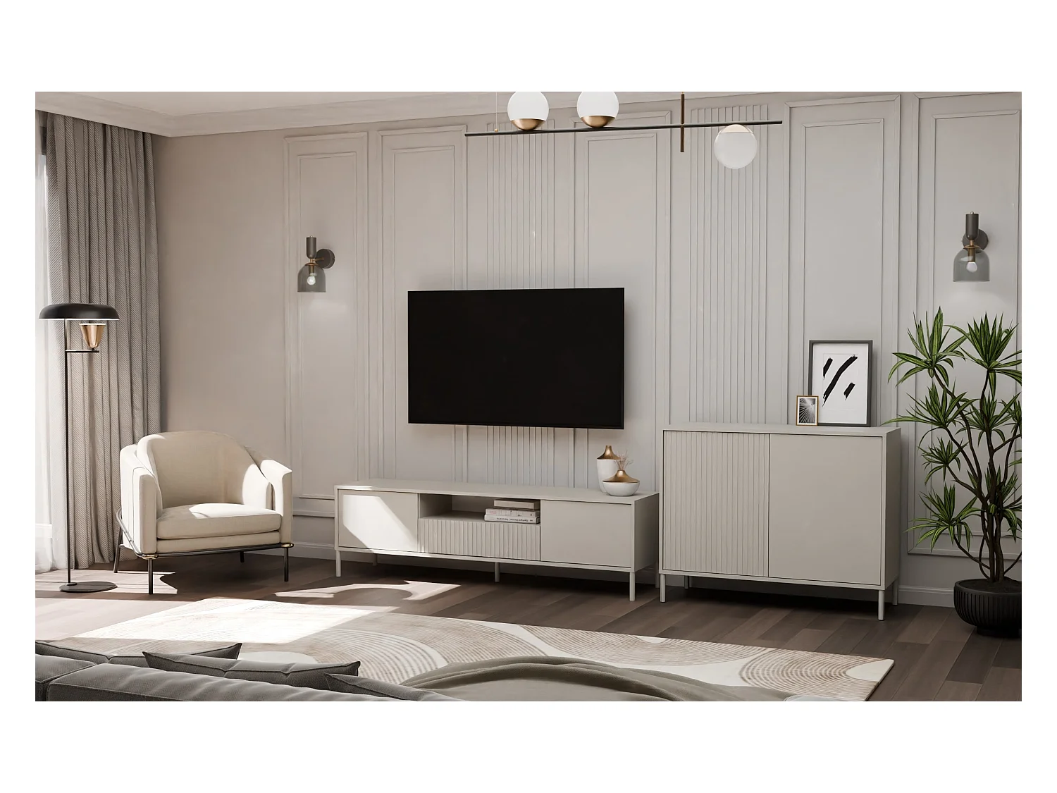 KAMARO 2D SLIM/SMOOTH KASCHMIR Commode Rainurée + Classique Lattes frontales