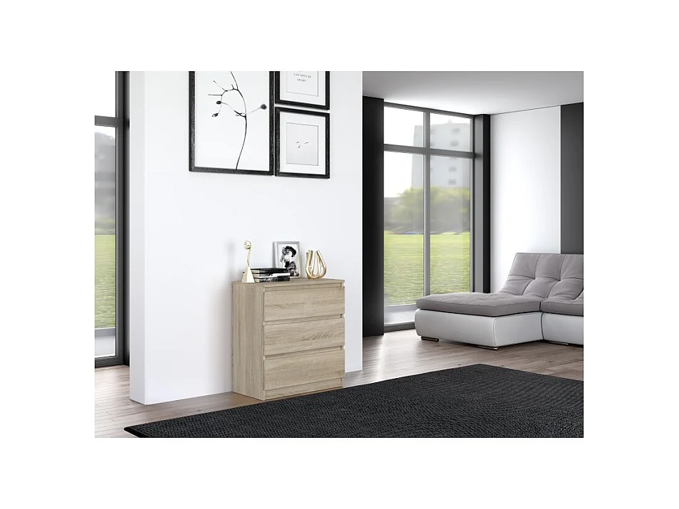 Komoda Malwa M3 | Dąb Sonoma | 70x40x75 cm | 3 szuflady