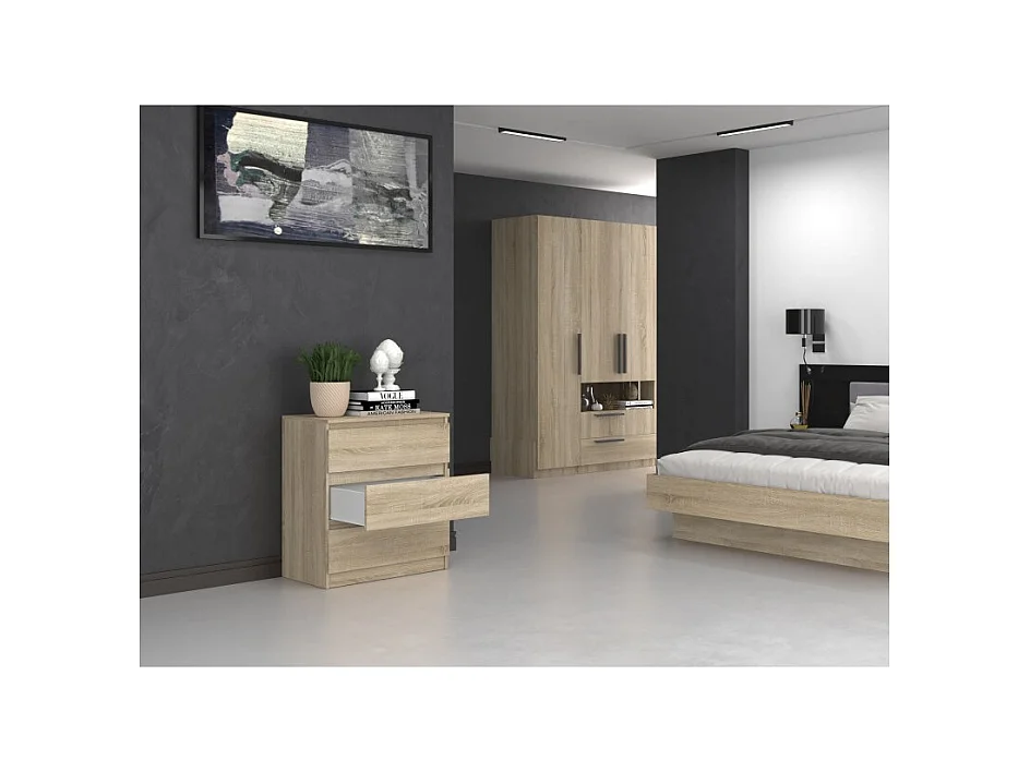 Komoda Malwa M3 | Dąb Sonoma | 70x40x75 cm | 3 szuflady