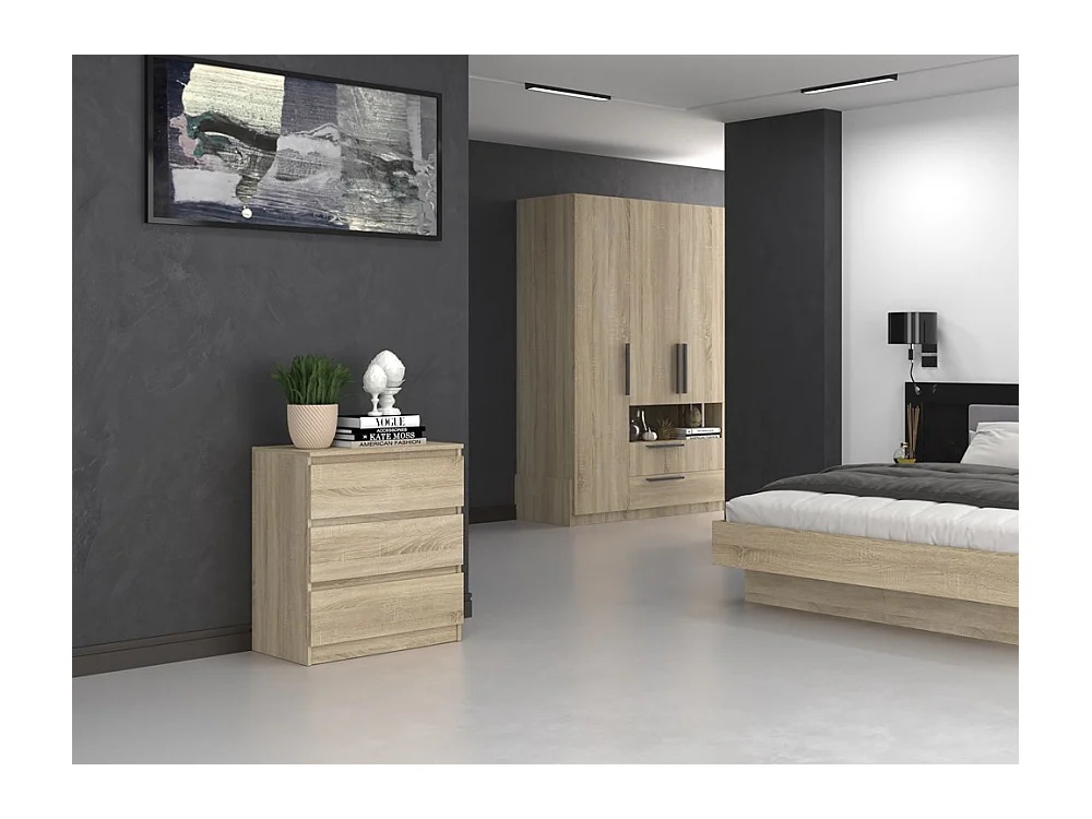 Komoda Malwa M3 | Dąb Sonoma | 70x40x75 cm | 3 szuflady