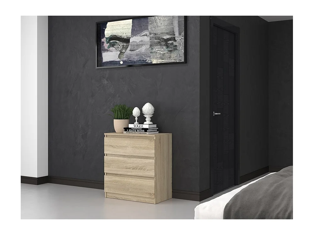 Komoda Malwa M3 | Dąb Sonoma | 70x40x75 cm | 3 szuflady
