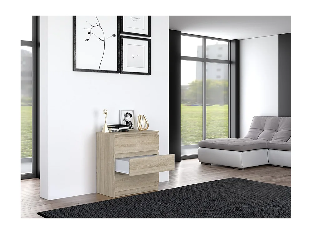 Komoda Malwa M3 | Dąb Sonoma | 70x40x75 cm | 3 szuflady