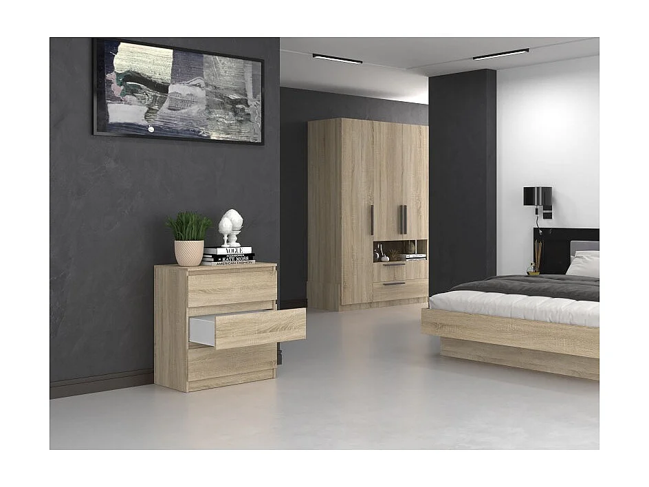 Komoda Malwa M3 | Dąb Sonoma | 70x40x75 cm | 3 szuflady