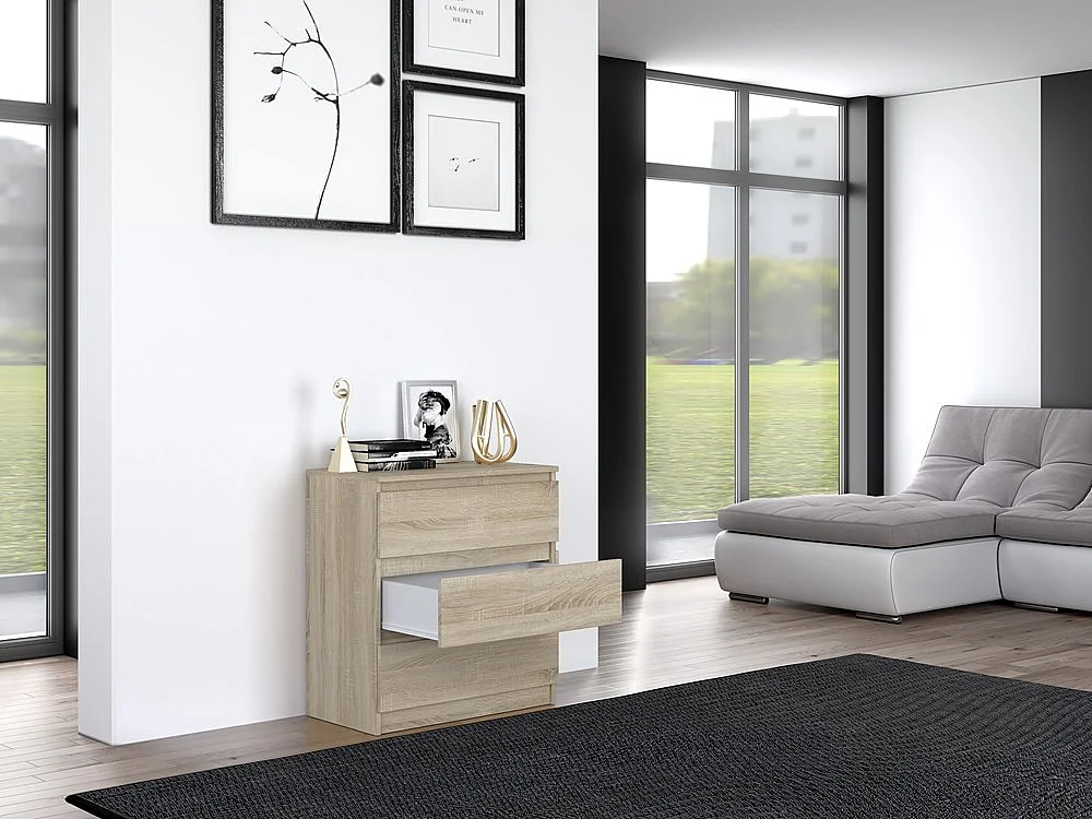 Komoda Malwa M3 | Dąb Sonoma | 70x40x75 cm | 3 szuflady
