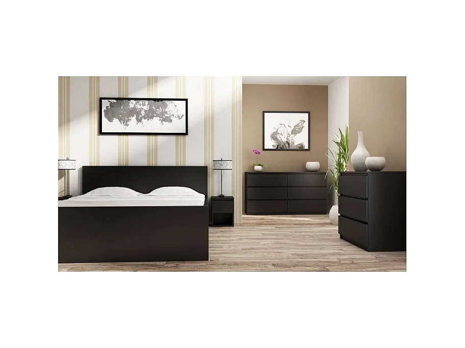 Komoda Malwa M3 | Czarna | 70x40x75 cm | 3 szuflady
