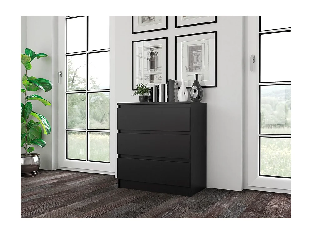Komoda Malwa M3 | Czarna | 70x40x75 cm | 3 szuflady