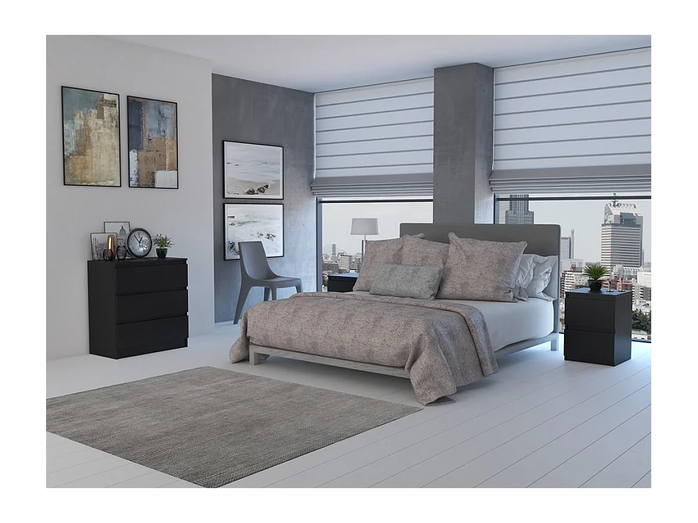 Komoda Malwa M3 | Czarna | 70x40x75 cm | 3 szuflady